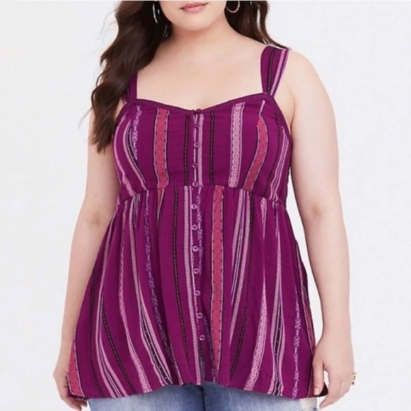 torrid Tops - TORRID Berry Purple Stripe Baby Doll Tank Top size 3